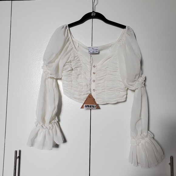 NWT Jaus- Seven Wonders Crop Top, Ruffle L/S - Picture 3 of 10